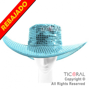 SOMBRERO CAPELINA TURQUESA LENTEJUELA HS2807-4 x 1